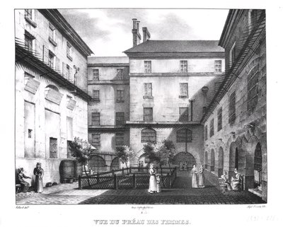 Veduta del Cortile delle Donne alla Prigione della Conciergerie, inciso da Alphonse Urruty (1800-70) c.1831 da Collard